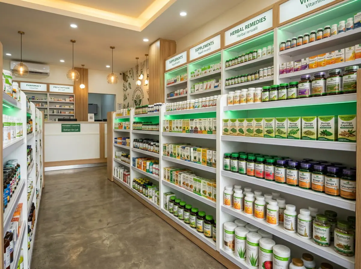 Penetrex Balm Kenya: clean pharmacy shelves with wellness products